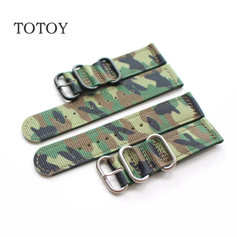 

TOTOY Soldiers In Camouflage Green Nylon Watchbands, 18MM / 20MM / 22MM Sport Nylon Watchbands, For Men Models Retro Strap