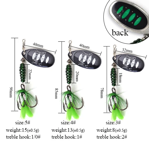 FTK 1 шт., металлическая рыболовная приманка 8,5 г, 13 г, 15 г, блесна, блесна, приманка для окуня, жесткая приманка с пером, тройные Крючки, рыболовные снасти для ловли щуки - Цвет: 003