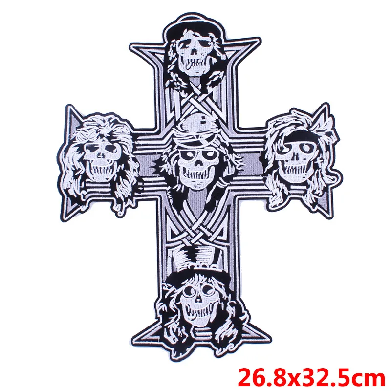 

large size Embroidered skull cross Motor Patches Motorcycle MC biker rider Patch rock motocross for jackets iron on