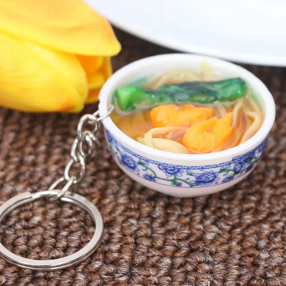 

1PC Fashion Simulation Food Keychain Trinket Chinese Food Bowl Key ring Creative Bag Pendant Key Chain HOT