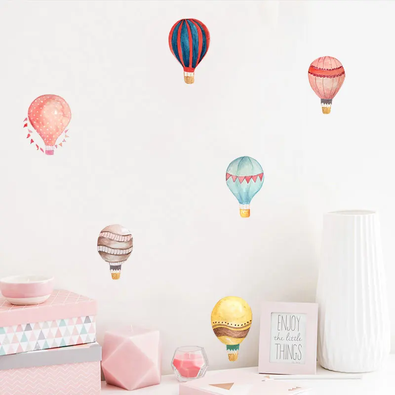 36pcs=1set Hot Air Balloon Watercolor Wall Sticker Color Circle Wall Decals For Kids Room Baby Nursery Decoration Home Decor