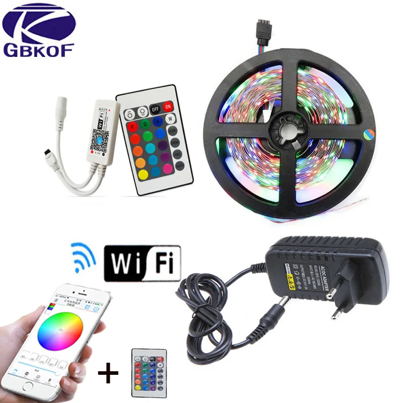 Светодиодный светильник 2835 SMD RGB лента 5 м 10 15 20 DC12V 3528 Гибкая Светодиодная e Диод +