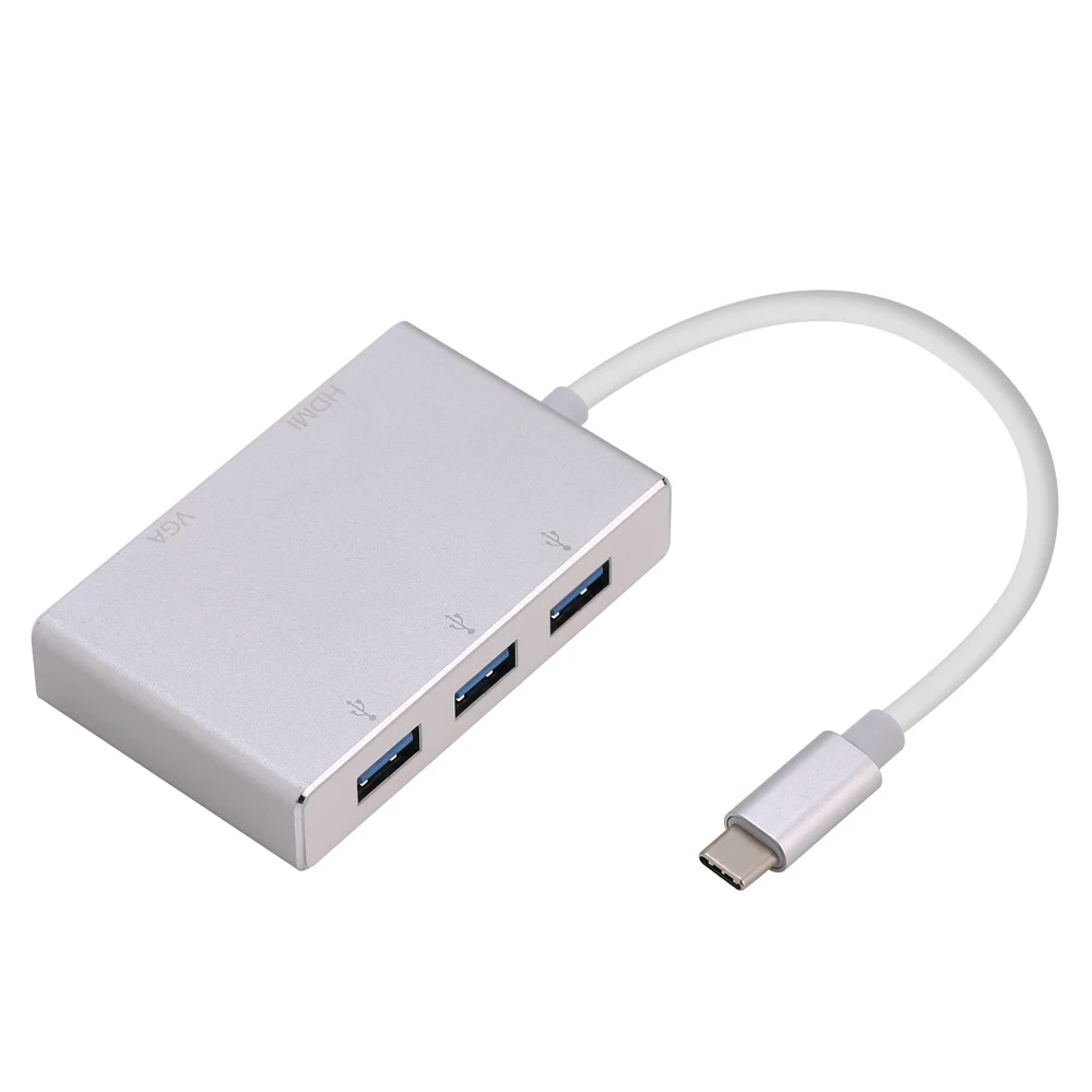 Новинка 5 в 1 USB-C Тип с разъемами типа C и HDMI 2 K/VGA 1080 P/USB3.0* 3 USB концентратор USB док-станция для мульти-Многофункциональный преобразователь