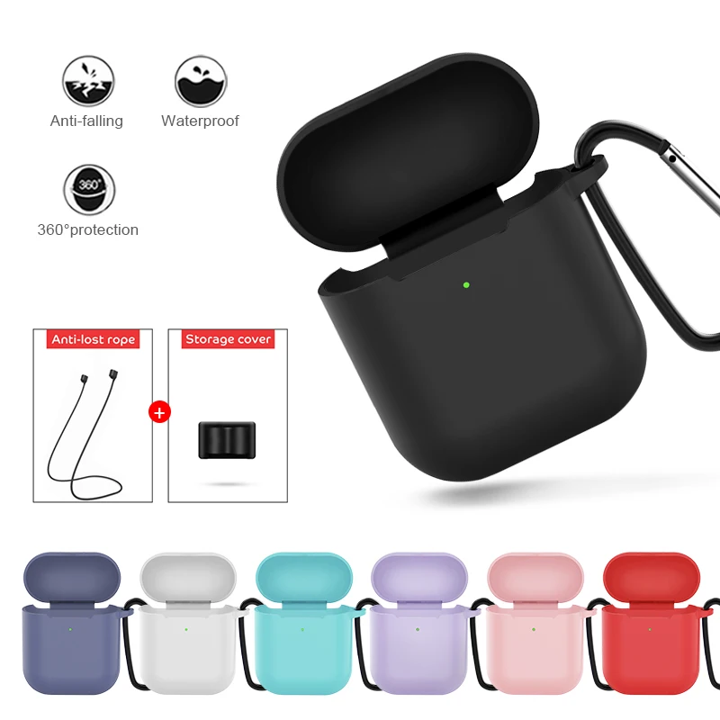 Мягкий ТПУ чехол для AirPods 2 й портативный ремешок против потери шнур силиконовые