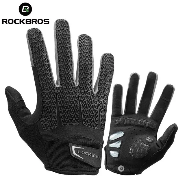 ROCKBROS зимние мотоциклетные перчатки с сенсорным экраном гелевые велосипедные перчатки спортивные противоударные MTB дорожные перчатки для верховой езды на весь палец для мужчин и женщин