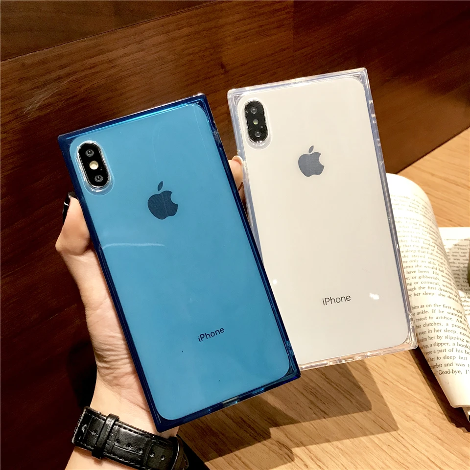 Чехол для телефона iPhone XS Max Xr X 7 8 Plus квадратная Мягкая красная прозрачная