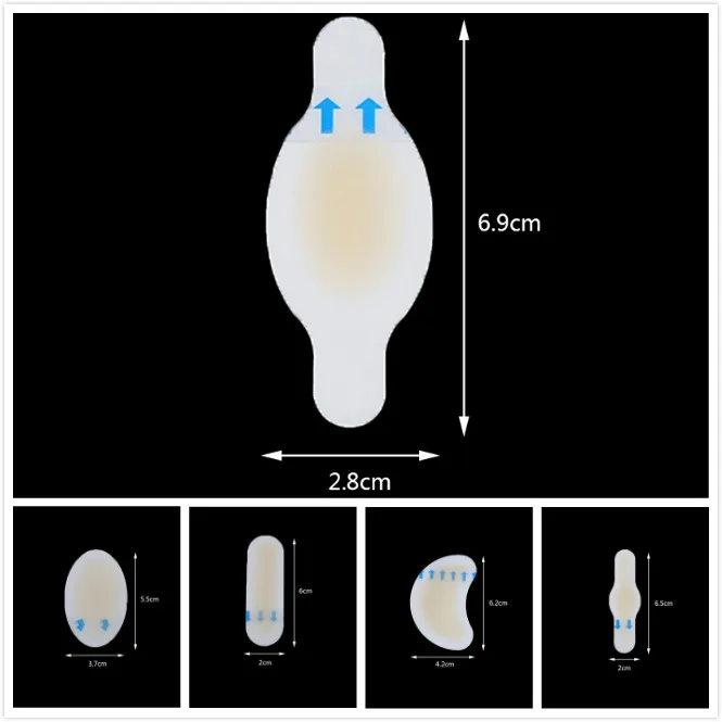4 шт./лот, Гидроколлоидные рельефные пластыри, пластырь, защита для пятки, подушечки для женской обуви, стельки, 5 размеров