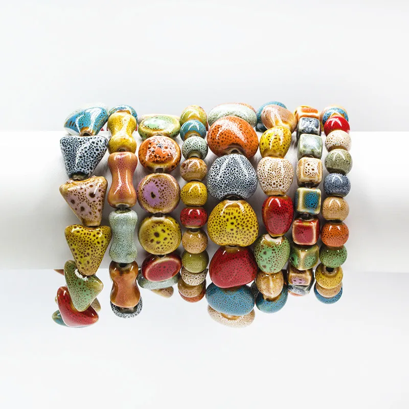 Set di bracciali in ceramica multicolore, bracciale elastico con