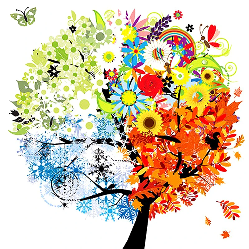 

Full Round Drill 5D DIY Diamond Painting "Four seasonal trees" 3D Embroidery Cross Stitch Mosaic Rhinestone Decor new year gift
