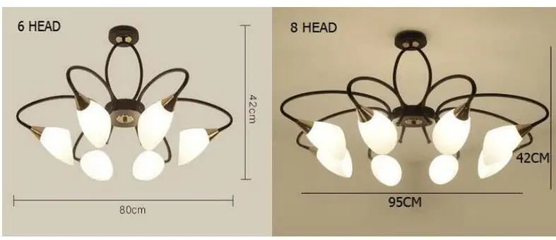 Американский кантри 6/8 голов люстра простое искусство Спальня Столовая Кабинет атмосфера сад железная висячая лампа LU824426