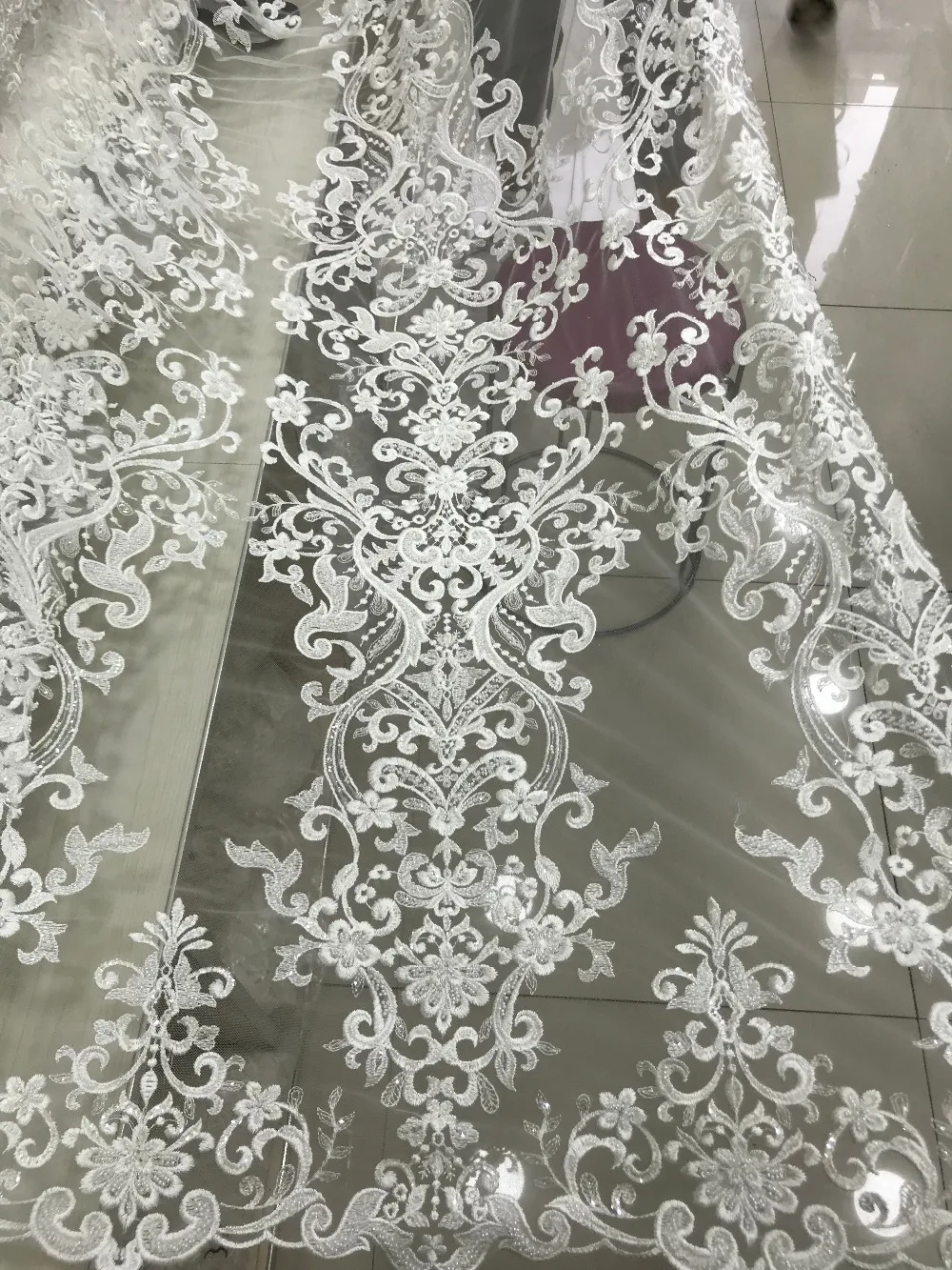

embroidery mesh fabric SYJ-7819 nigerian tulle lace fabric French Net Lace Fabric with beads