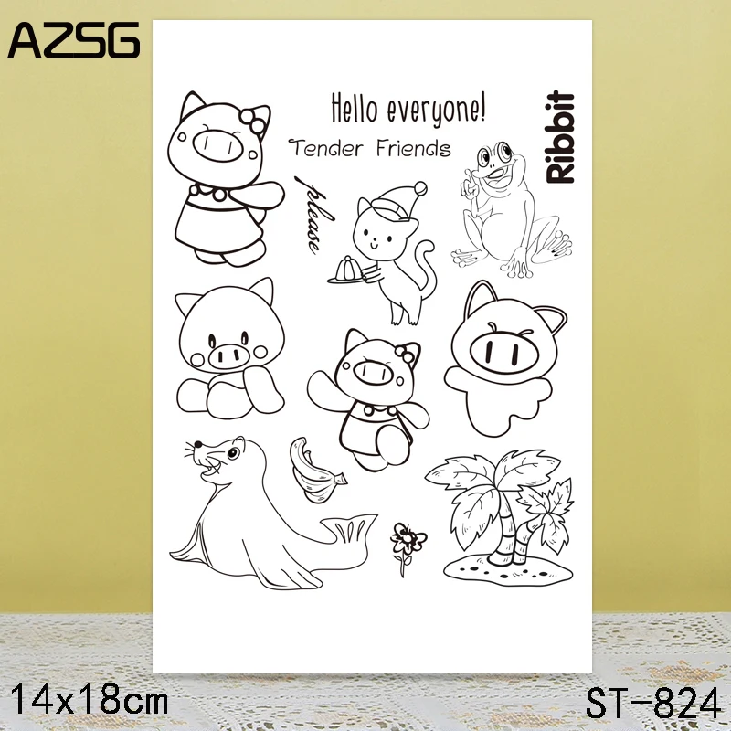 

AZSG Cute Pig Clear Stamps/Seals For DIY Scrapbooking/Card Making/Album Decorative Silicone Stamp Crafts