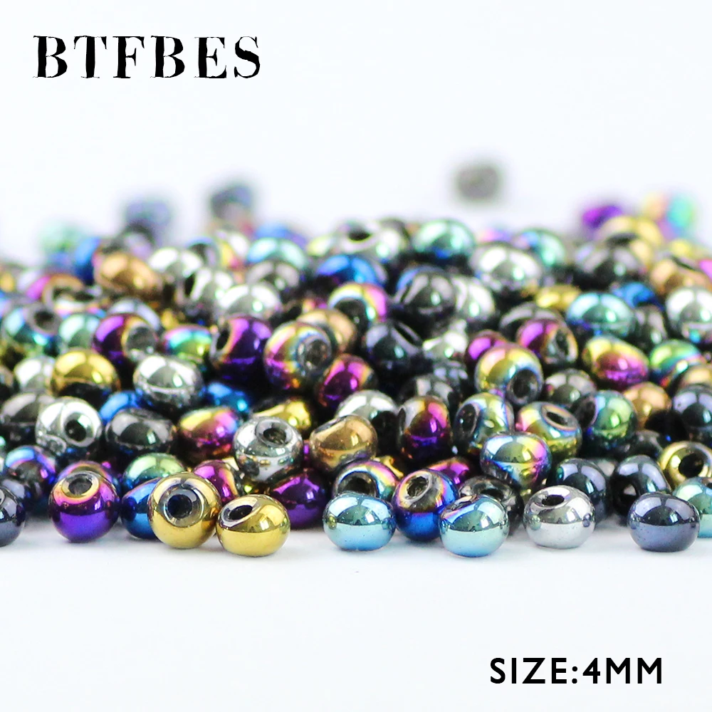 

BTFBES Earrings Ball Austrian Crystal Beads 4*6mm 100pcs Plated Color Round Loose Beads Jewelry Bracelet Accessories Making DIY