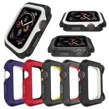 Двухцветный бампер для Apple Watch 5, чехол, серия 5, 4, аксессуары для часов, ПК, ТПУ, защитный чехол, 40 мм, 44 мм, модный противоударный чехол