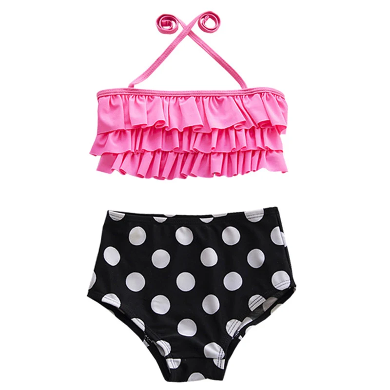 GI FOREVER Girl Two Pieces Suit Bikini Children Cute Dot Print Swimwear ...