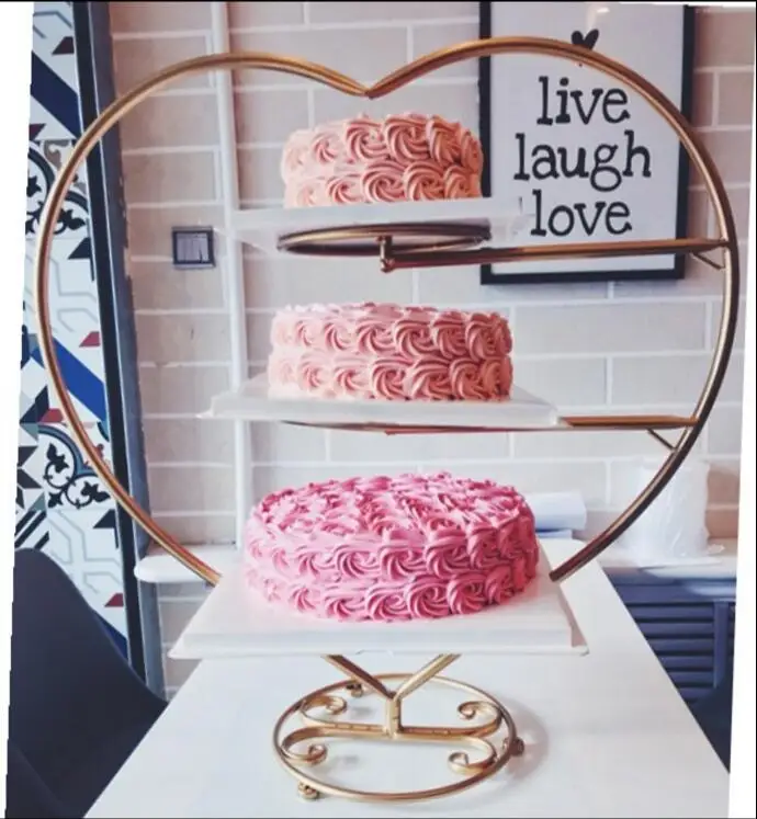 

Continental wrought iron creative three-layer cake rack heart-shaped pastry rack