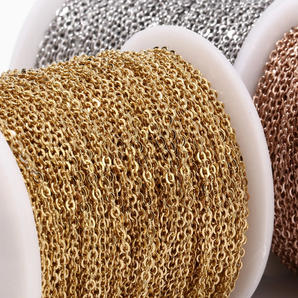 100M Gold//Silver Plated Open Link Iron Metal Cable Chain For Jewelry Making DIY