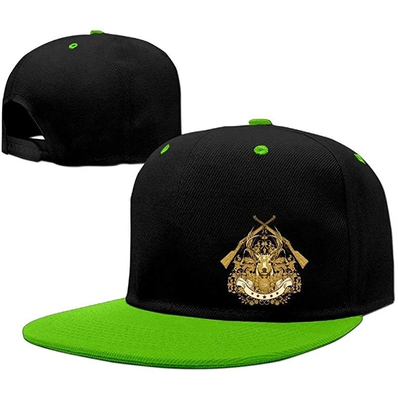 

Big Buck Head with Cross Guns Solid Flat Bill Baseball Cap Hip Hop Custom Hat