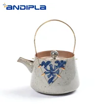 Японский винтажный узор керамический крупный Глиняный Чайник для дома посуда для напитков креативная рукоятка пуэр чайник чайный набор кунг-фу горшки