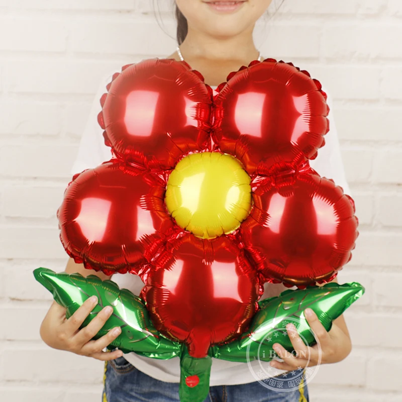 1pc 18inch birthday flower balloon five petals flower Foil balloons Wedding favors and gifts birthday party decorations globos - Цвет: 1pc Red