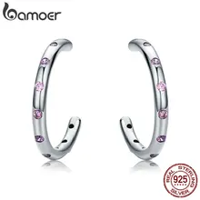 BAMOER горячая Распродажа 925 пробы серебряные светящиеся Прозрачные фианитовые Капельки серьги-гвоздики для женщин ювелирные изделия Brincos SCE317