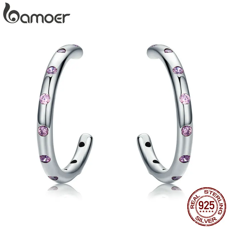 

BAMOER Hot Sale 100% 925 Sterling Silver Luminous Clear CZ Droplets Stud Earrings for Women Fine Jewelry Brincos SCE317