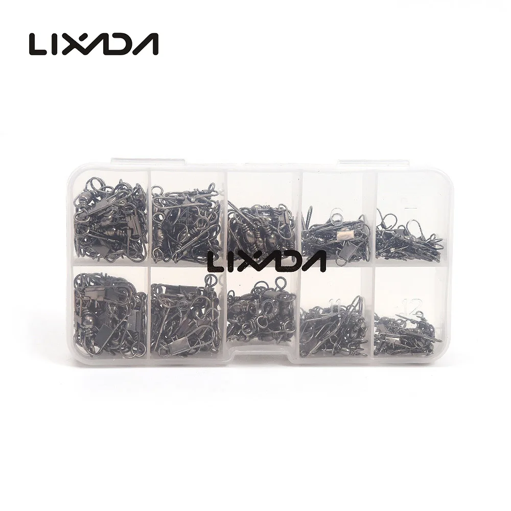 

Lixada 200pcs 5 Sizes Fishing Barrel Swivel with Interlock Safety Snap Connector Fishing Tackle 5#/7#/9#/11#/13#