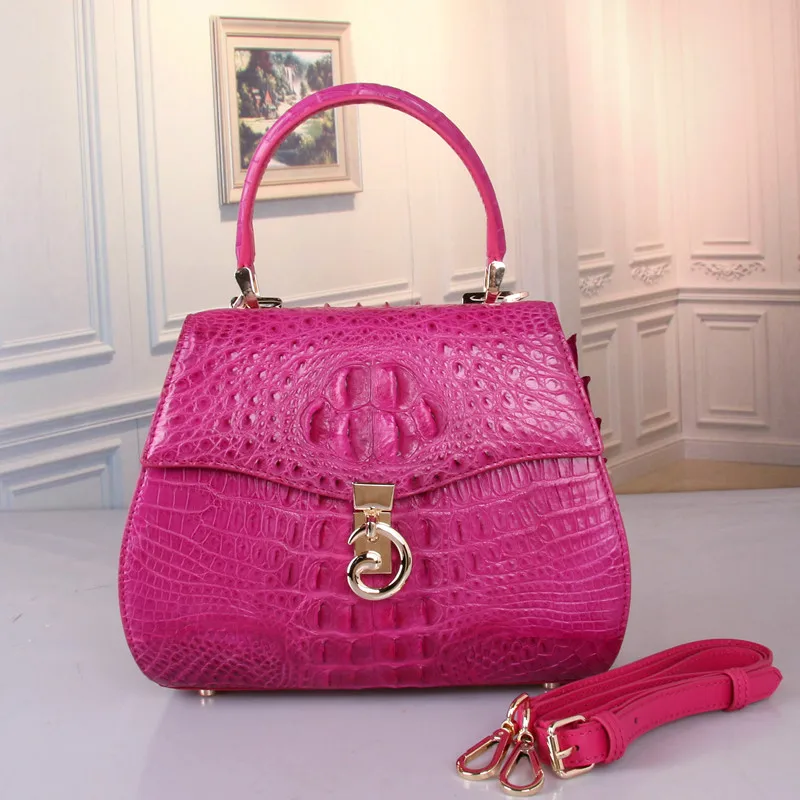 

100% Genuine Crocodile Leather Lady Saddle Purse Women's Small Handbag Real Alligator Skin Long Strap Female Single Shoulder Bag