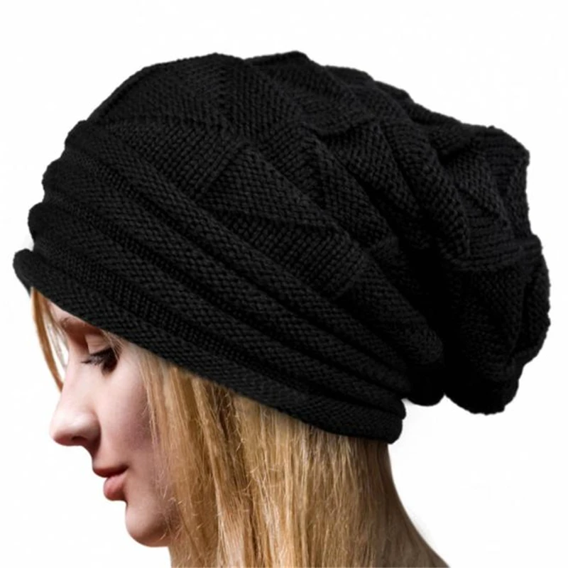 

2018 New Women Winter Crochet Hat Wool Knit Beanie Warm Caps Simple Fashion Knitted Wool Hat Se11 40