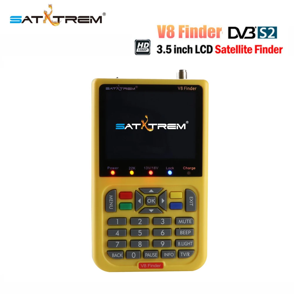 

Original Yellow Satxtrem V8-Finder DVB-S FTA Digital Satellite Signal Meter 3.5 inch LCD HD V8 Finder DVB S2 Satellite Finder