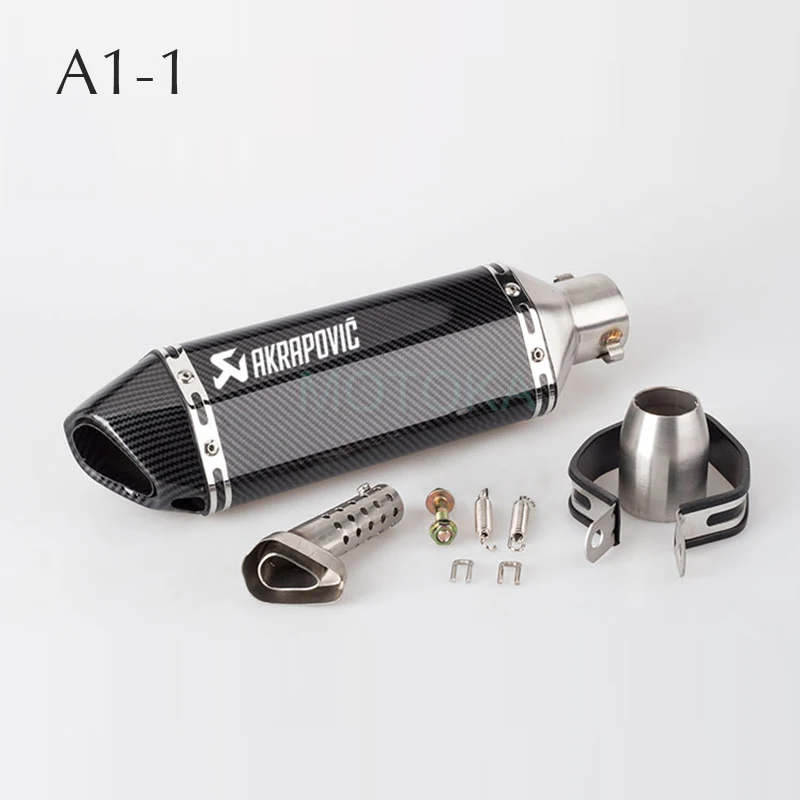 Left/Right Universal Motorcycle Akrapovic Exhaust Pipe Scooter Dirt Pit Bike Motocross KTM 51mm Escape Stainless Steel Slip-on