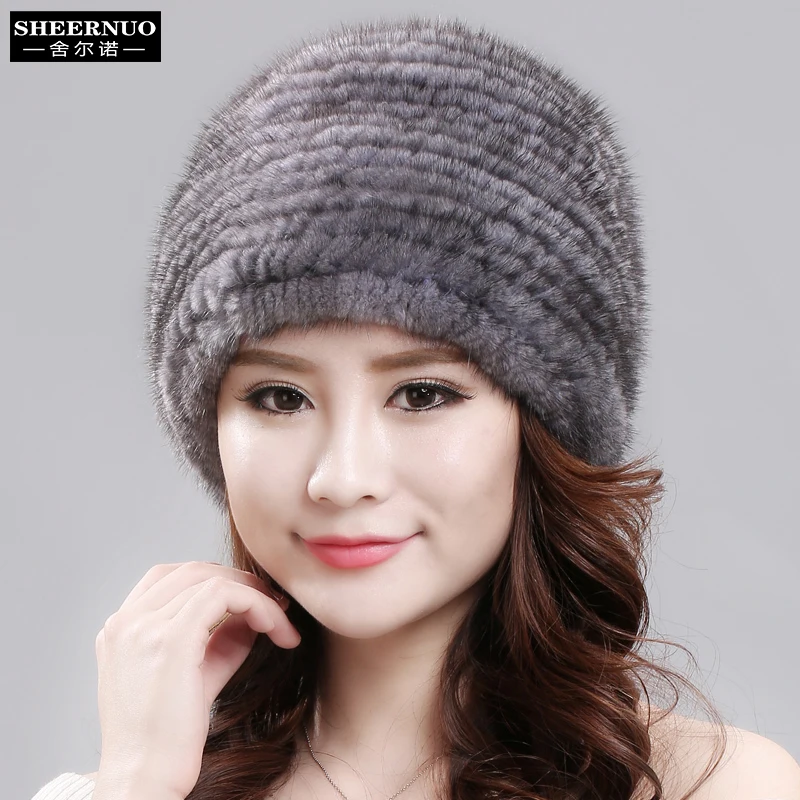 

sheernuo New fur mink hat ladies winter thermal wrap hat fashion all-in-one mink fur fur hatMiddle-aged and old