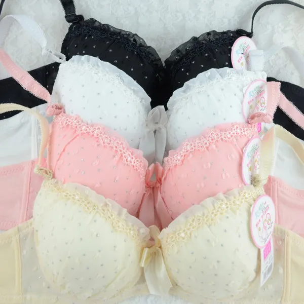 

Sexy Lingerie Hot Sexy Lady's Lace Polka Dot Bra Underwire Push Up Bra Set 32/34/36 B