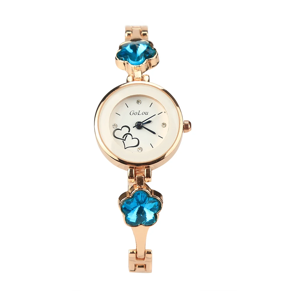 Горячая Распродажа розовое золото сердце браслет часы для женщин дамы кристалл платье кварцевые наручные часы Relojes Mujer GL-8011 - Цвет: GREEN