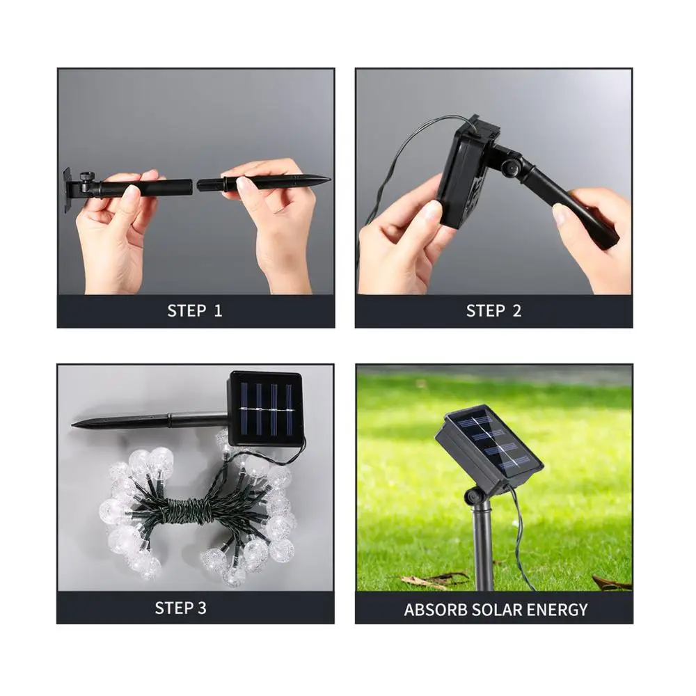 

ICOCO Solar String Lights Outdoor Global Lights 30 LED Bubbles Crystal Ball Fairy Decoration Christmas Party Home Lawn