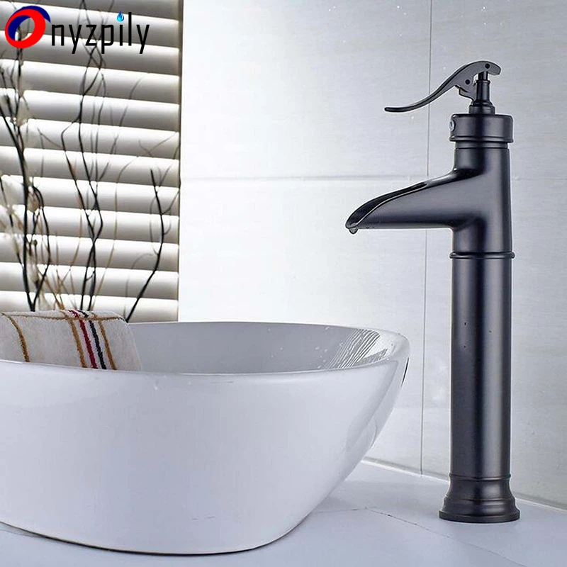 

Water Pump Bathroom Basin Faucet Waterfall Spout Vessel Sink Mixer Tap Drain Mix Hot and Cold