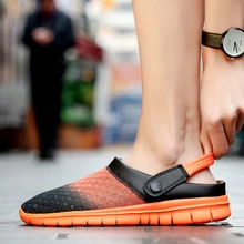 Мужские сандалии размера плюс 36-46, летние дышащие мужские светящиеся тапочки из сетчатого материала, уличная пляжная мужская обувь, Тапочки для отдыха