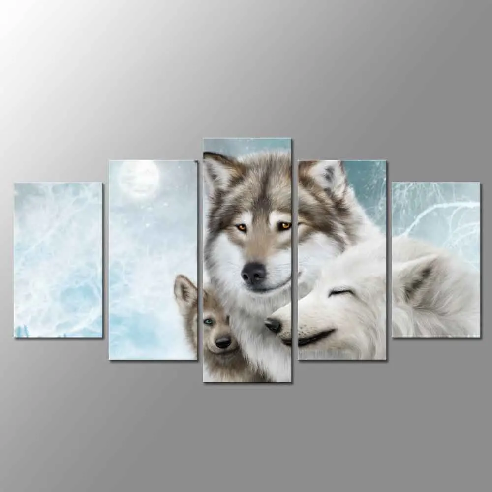 Buy Smile Wolf Animal Canvas Print Painting Modern