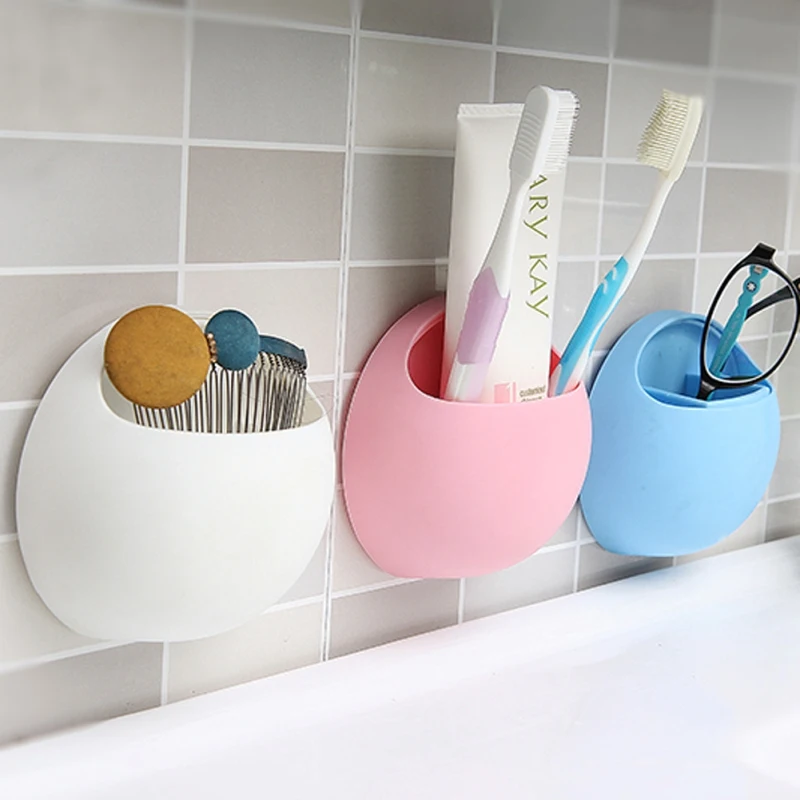 Vacuum Suction Cup Toothbrush Holder Toothbrush Organizer Rack Bathroom Kitchen Wall Mounted