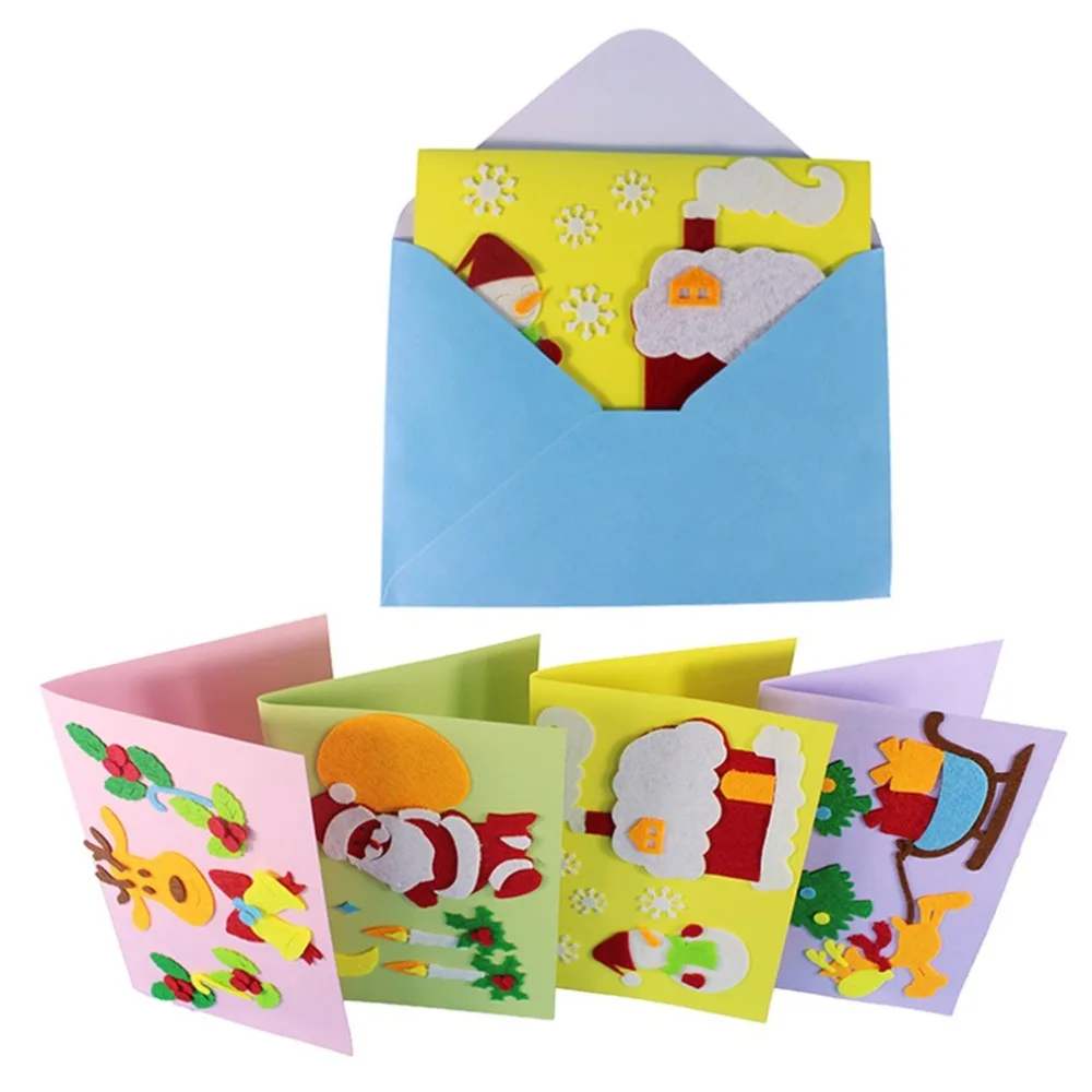 

1PCS Children Creative Nonwoven fabric Greetings Cards Christmas Gift For Teachers Students Kids DIY Handmade Crafts Art Toys