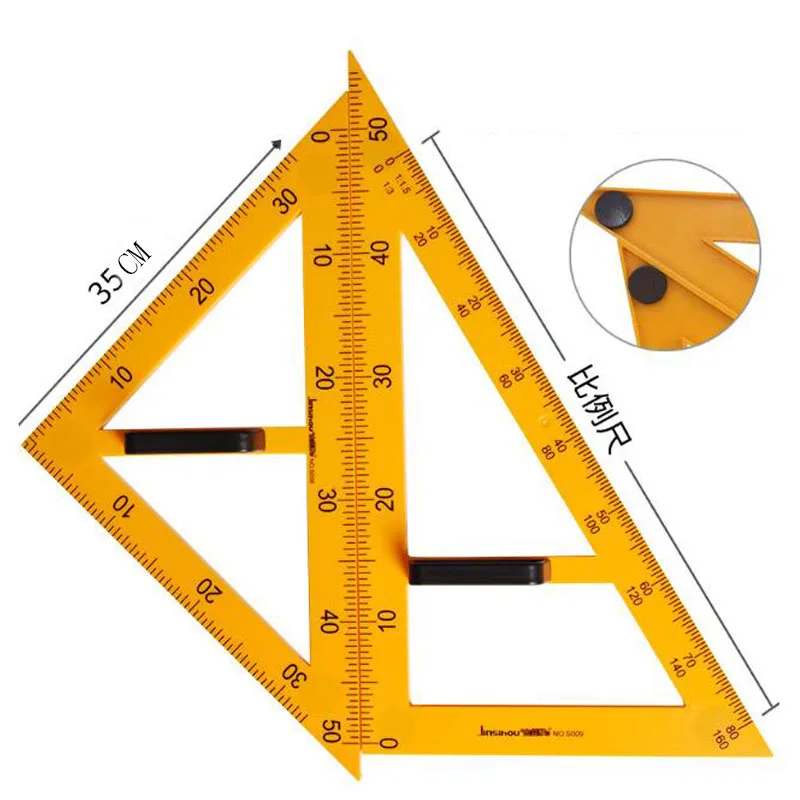 Набор из 4 предметов, 45, 60 градусов, треугольная линейка, транспортир, набор, школьный, для учителя, планировщик, чехол, стол, органайзер, офисные, канцелярские принадлежности, для черчения, Suppli