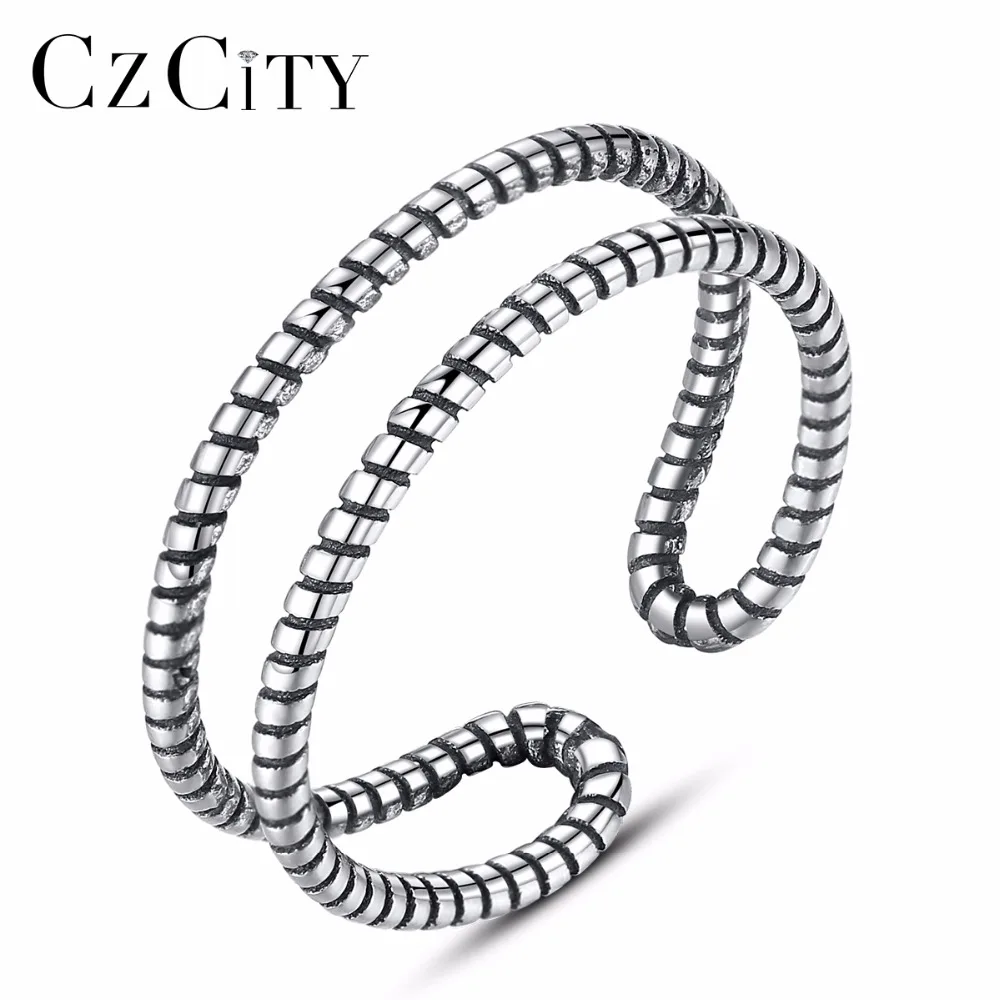 CZCITY, серебро 925 пробы, с длинным хвостом, кольцо на палец, Женское кольцо, регулируемое, обручальное кольцо, ювелирное изделие, подарок