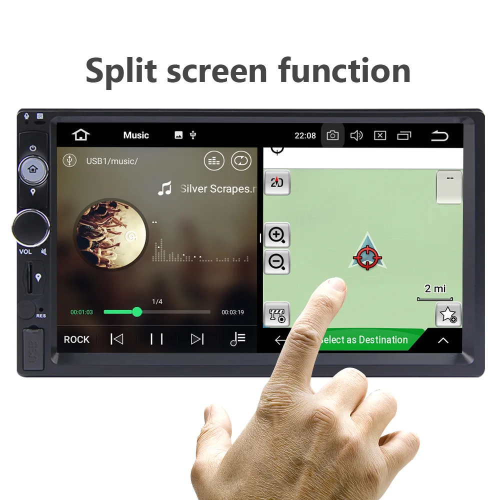  Eunavi 2 Din 7'' Octa core Universal Android 9.0 4G RAM Car Radio PC Stereo GPS Navigation WiFi 102