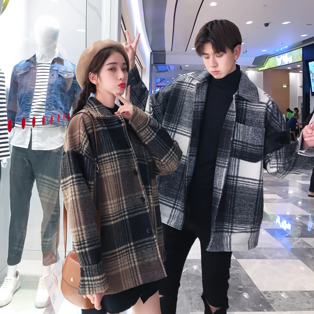 Privathinker Women Wool Coat Winter 2018 Woman Plaid Coats And Jackets Women Casual Korean Windbreaker Couple Fall Warm Outwear Privathinker Women Wool Coat Winter 2018 Woman Plaid Coats And Jackets Women Casual Korean Windbreaker Couple Fall Warm Outwear
