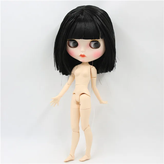 Ледяная фабрика blyth кукла 1/6 bjd белая кожа сустава тела короткие черные волосы, новое матовое лицо резные губы с бровями, кукла с ушами - Цвет: doll