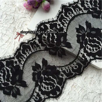 

6M/ Lot Eyelash Lace Fabric 17cm DIY Decorative High Quality Soft Off White Nylon Eyelash Lace Trim Wedding Dress Fabric RS647