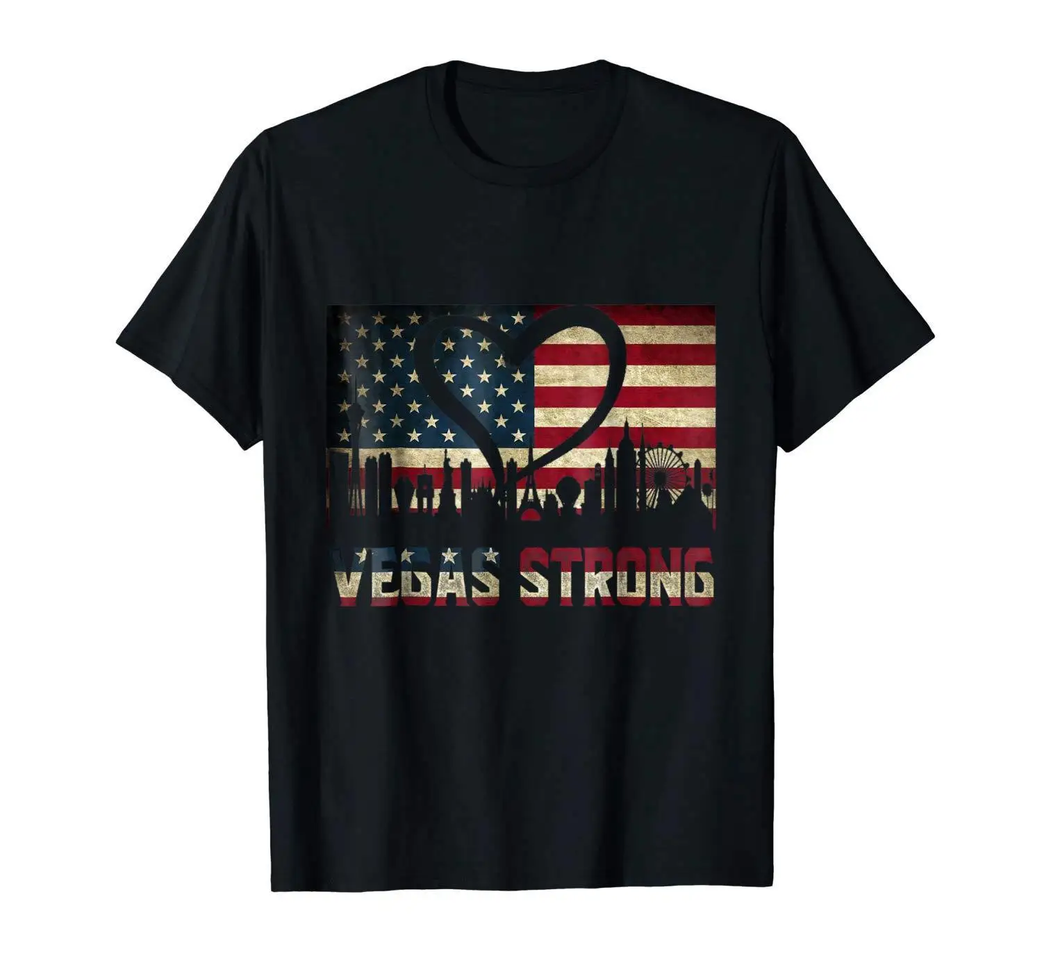 Vegas Heart Strong Love Las черная футболка с американским флагом крутая повседневная