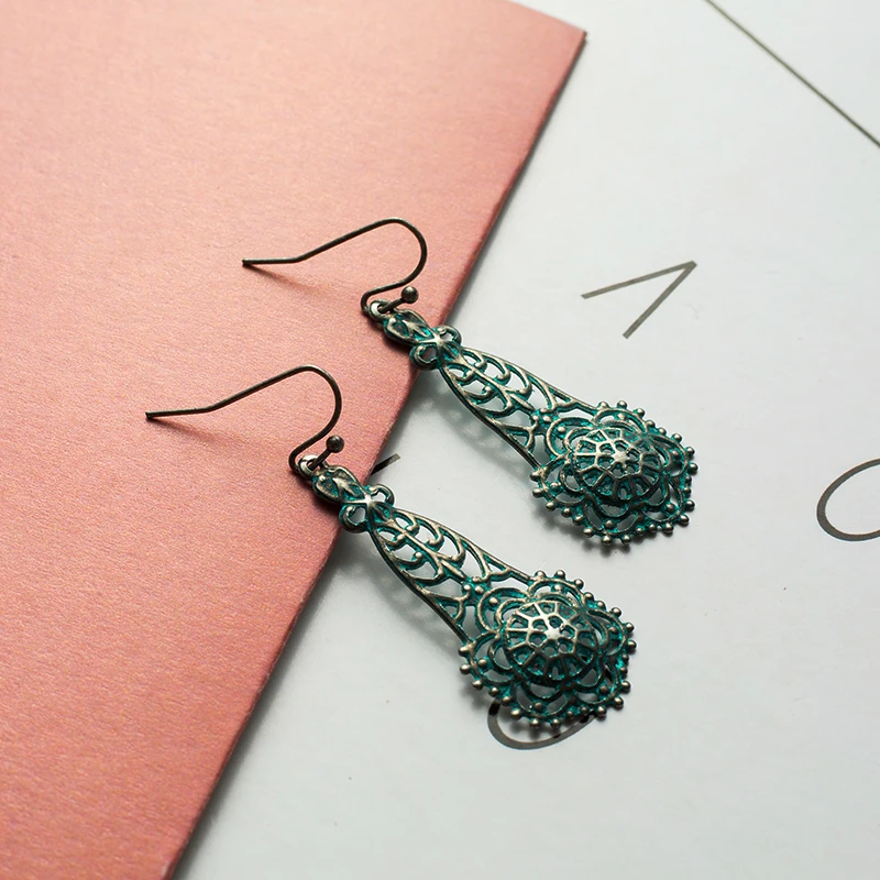 Женские Геометрические серьги подвески с цветами Boho Винтажные из бронзового