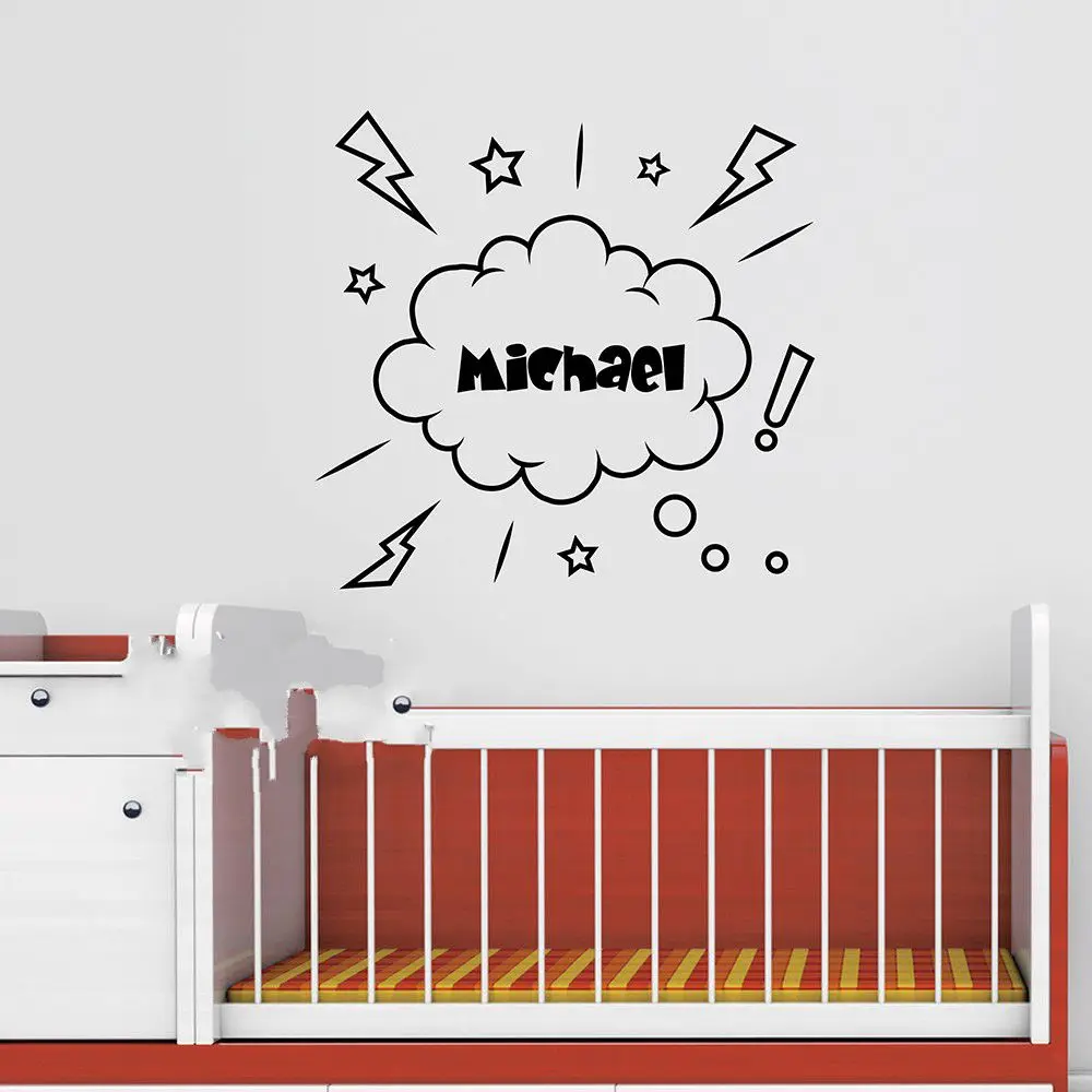 

Cool Personalized Name Children Name Cloud Wall Sticker Baby Nursery Name Wall Decal Stickers For Kids Room Cut Vinyl Stickers