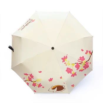

Folding Flower Compact Lovely Cat Umbrella Rain Women Sun Umbrellas Windproof Coating Uv Parasol Umbrella Girl Semsiye 50ys030